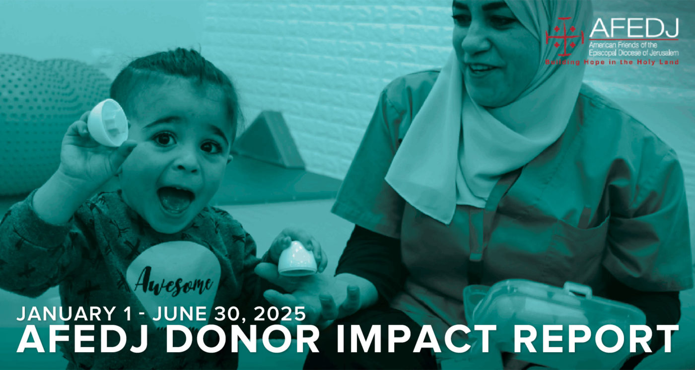 Donor Impact Report Jan-June 2025 A tinted blue image of a baby and her mother playing with a toy.